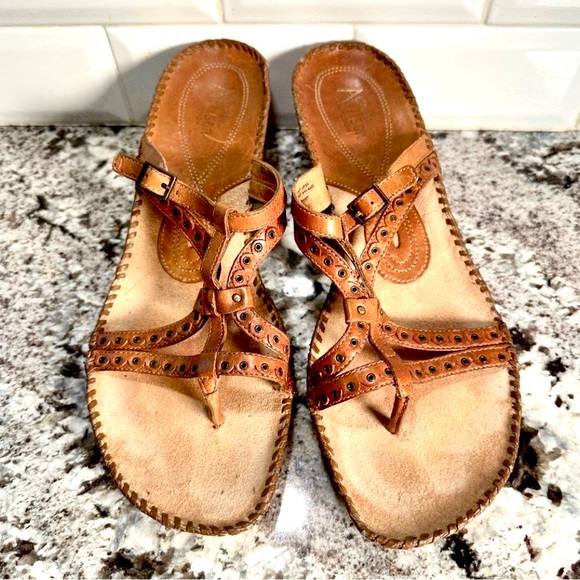 Clarks Wedge Leather Sandals - Picture 1 of 10